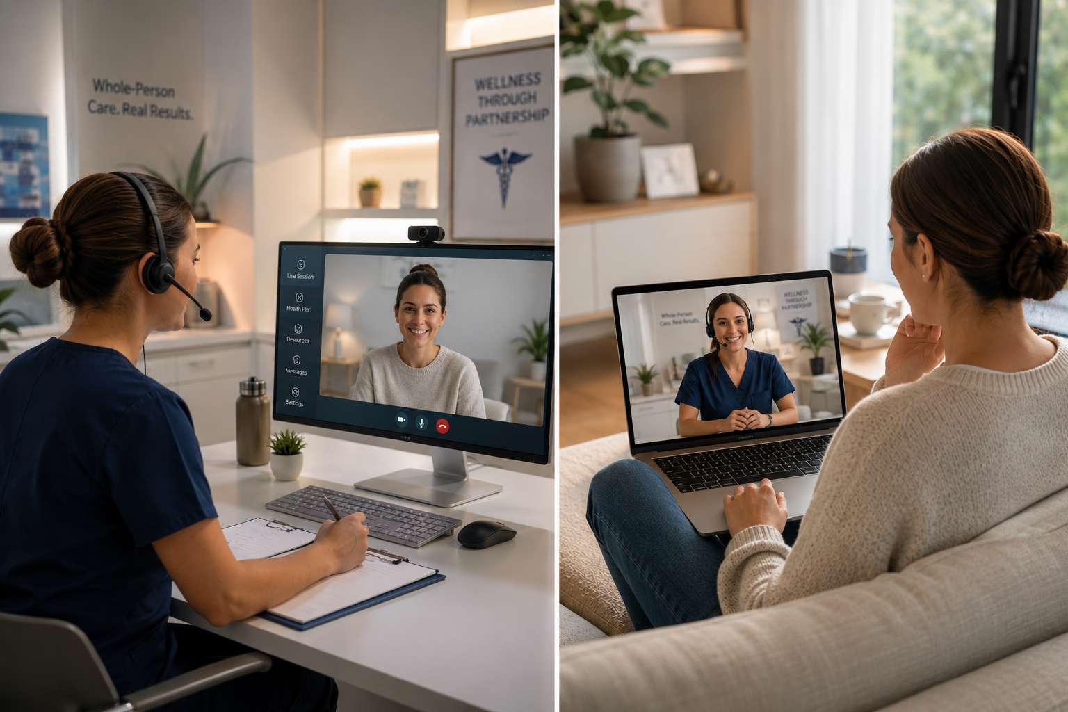 Clinician on a video consultation with a patient through the Cutler Integrative Telehealth Care System