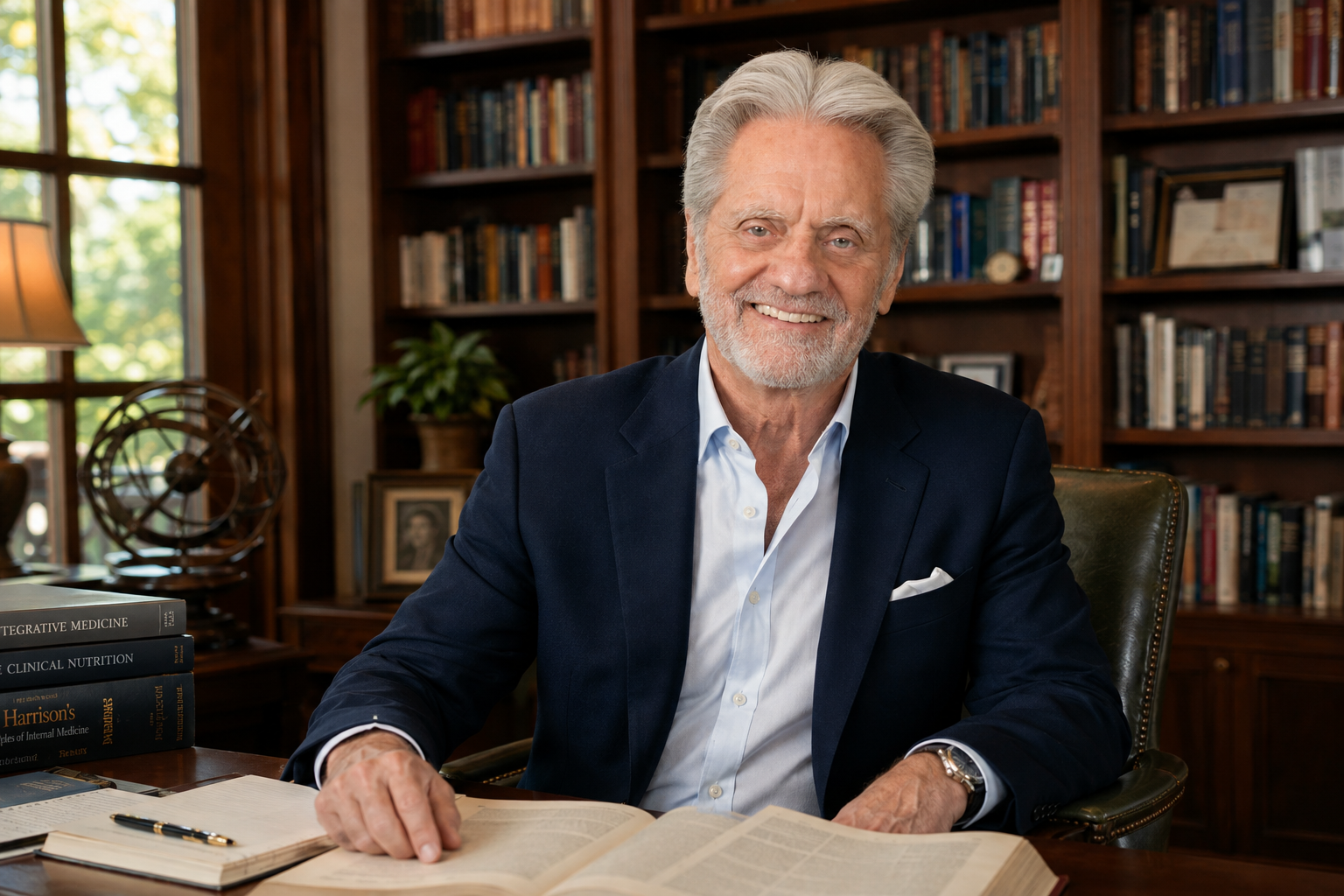 Portrait of Vincent Fowler at his study desk